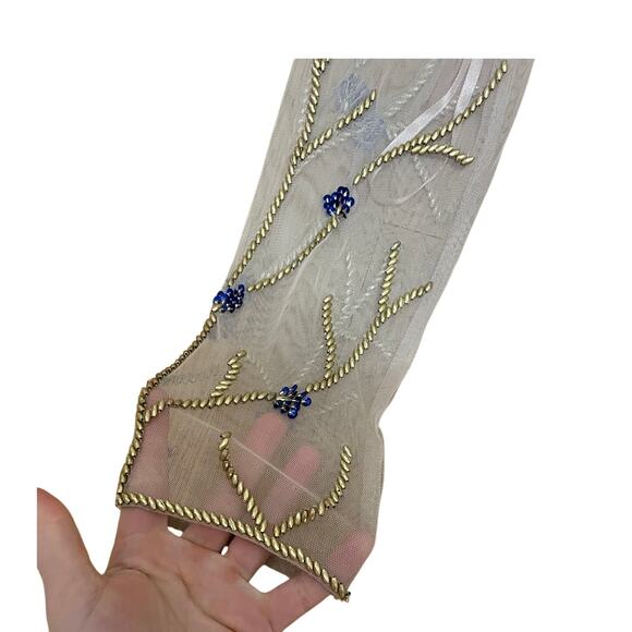 Aidan Mattox Ethereal Embroidered Tulle Longsleeve Floral Beaded Maxi Dress Sz 6 - Picture 4 of 6